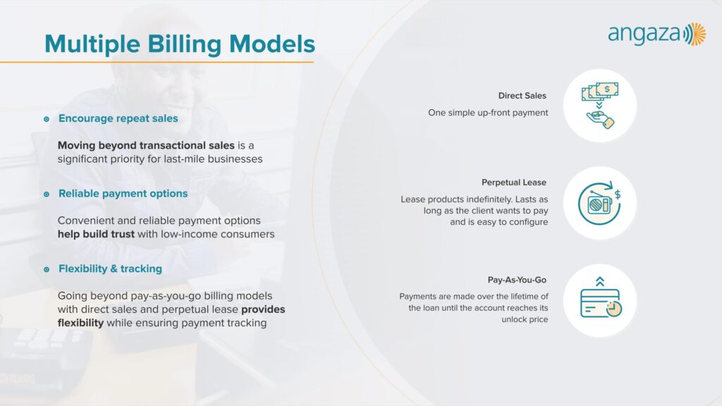 Angaza: Multiple billing models can encourage repeat sales by making purchases simple and convenient