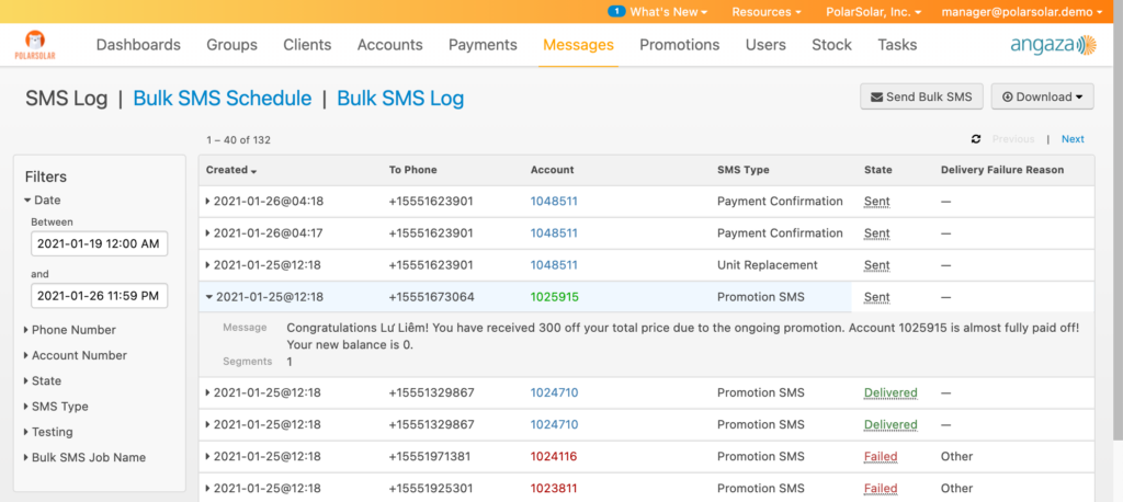 Bulk SMS sends can help increase repeat sales and prevent payment defaults